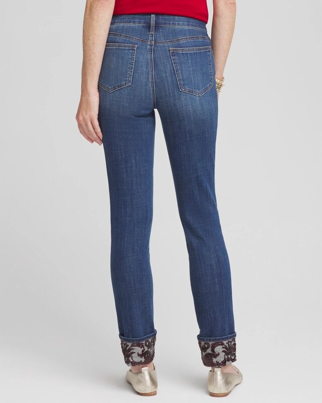 So Slimming Girlfriend Sequin Cuff Ankle Jeans - image 3